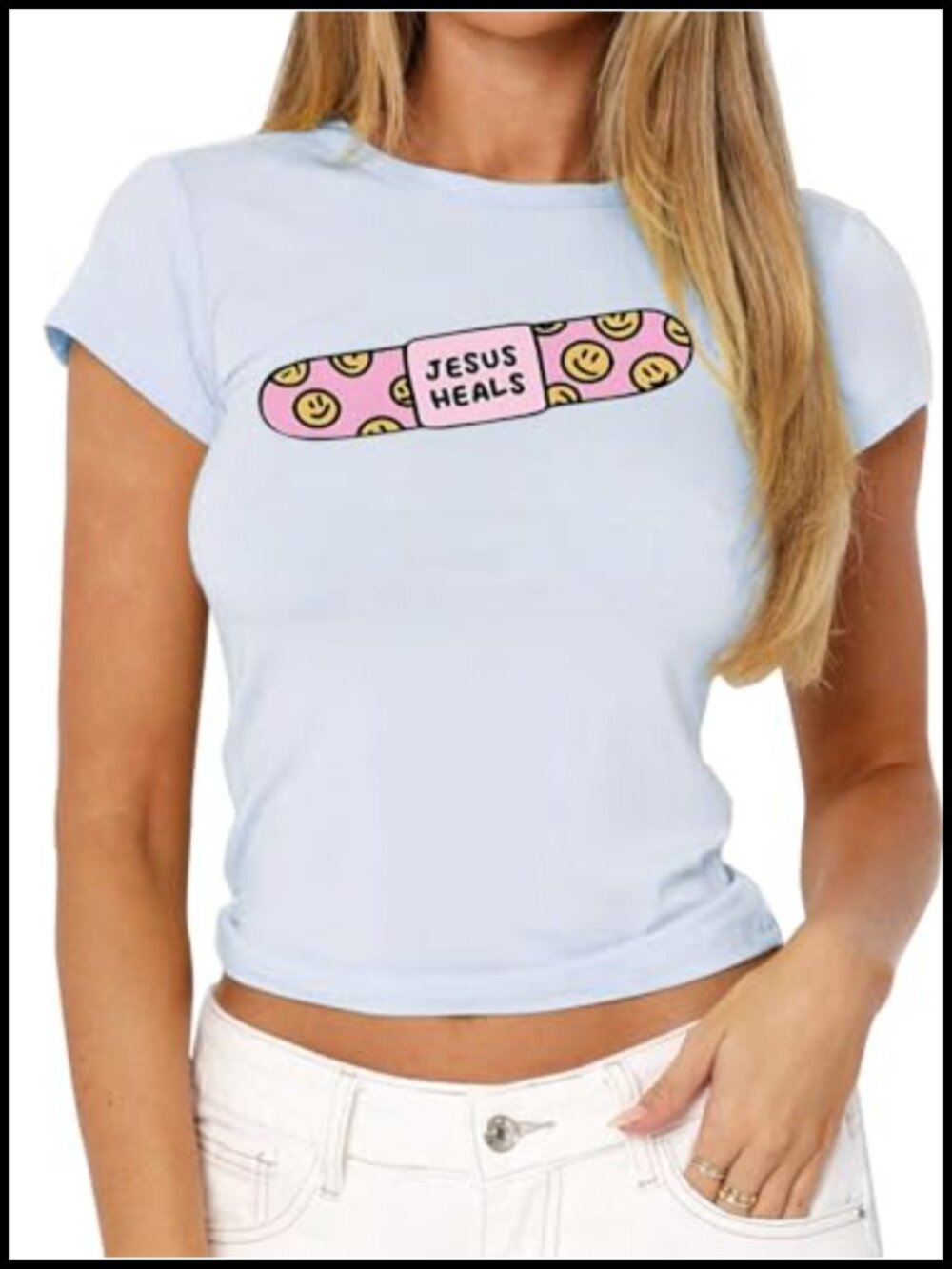Christian Graphic Baby Tee Y2k Slim Fitted Cotton Crew Neck Short Sleeve Top